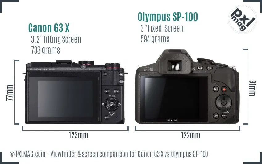 Canon G3 X vs Olympus SP-100 Screen and Viewfinder comparison