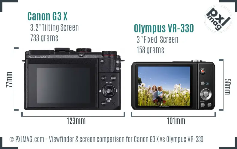 Canon G3 X vs Olympus VR-330 Screen and Viewfinder comparison