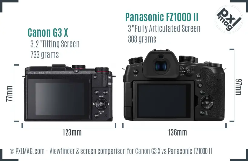 Canon G3 X vs Panasonic FZ1000 II Screen and Viewfinder comparison