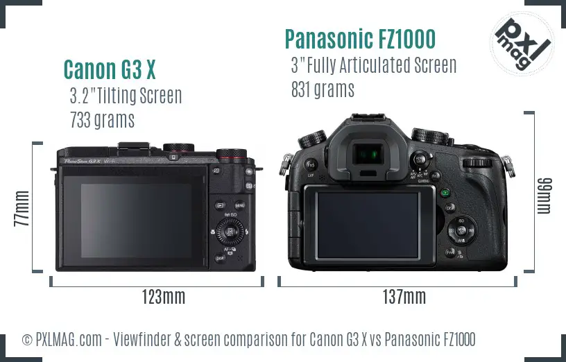 Canon G3 X vs Panasonic FZ1000 Screen and Viewfinder comparison