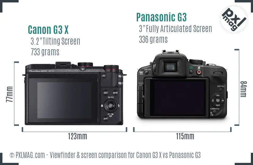 Canon G3 X vs Panasonic G3 Screen and Viewfinder comparison