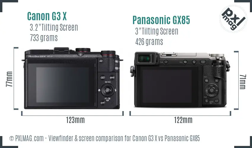 Canon G3 X vs Panasonic GX85 Screen and Viewfinder comparison Canon G3 X vs Panasonic GX85 Screen and Viewfinder comparison