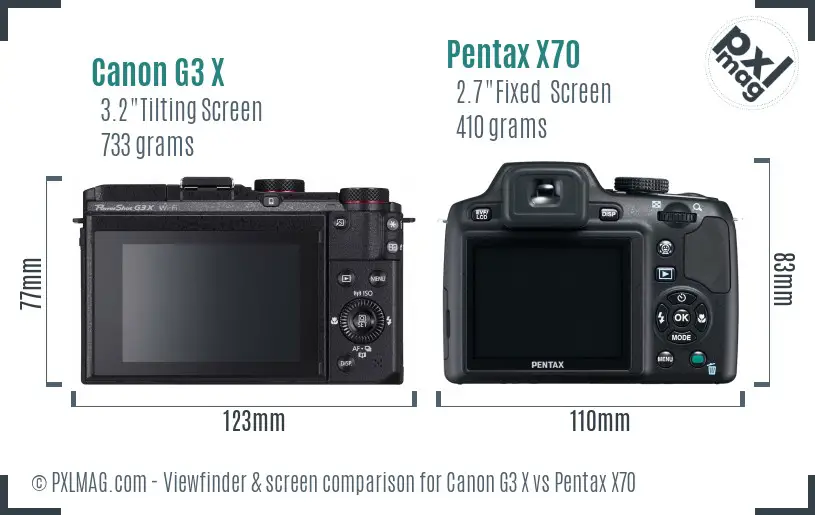 Canon G3 X vs Pentax X70 Screen and Viewfinder comparison