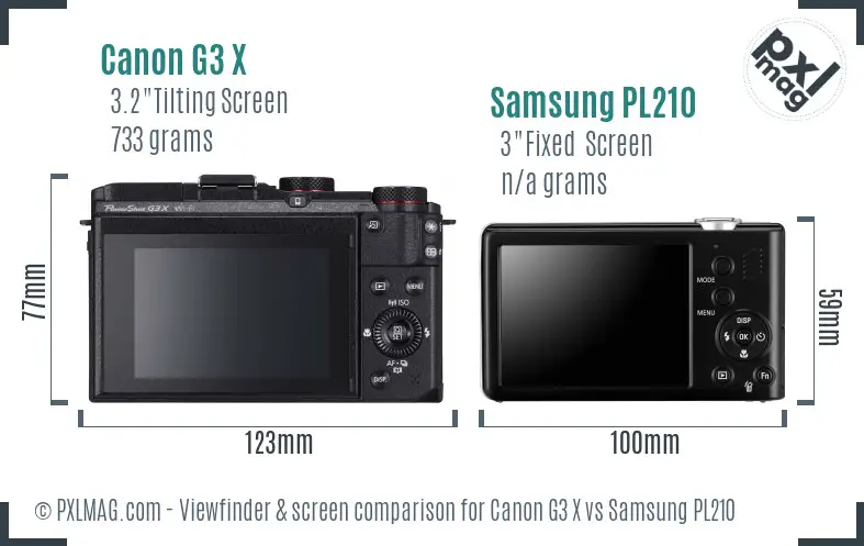 Canon G3 X vs Samsung PL210 Screen and Viewfinder comparison