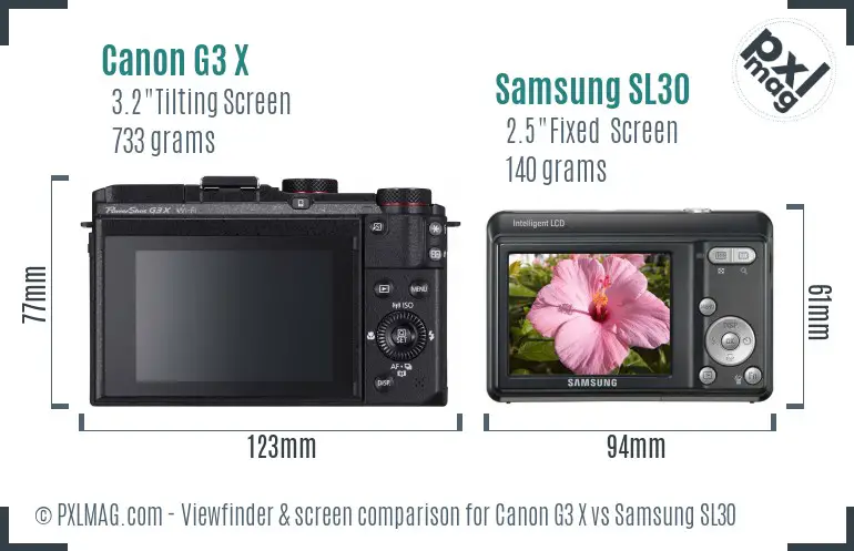 Canon G3 X vs Samsung SL30 Screen and Viewfinder comparison