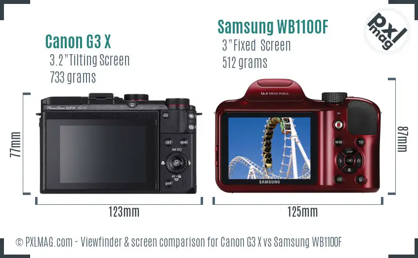 Canon G3 X vs Samsung WB1100F Screen and Viewfinder comparison Canon G3 X vs Samsung WB1100F Screen and Viewfinder comparison
