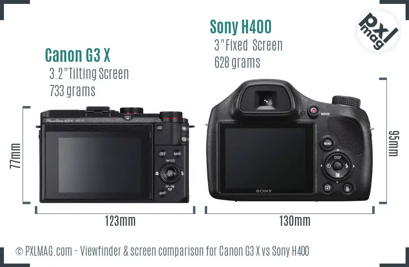 Canon G3 X vs Sony H400 Screen and Viewfinder comparison