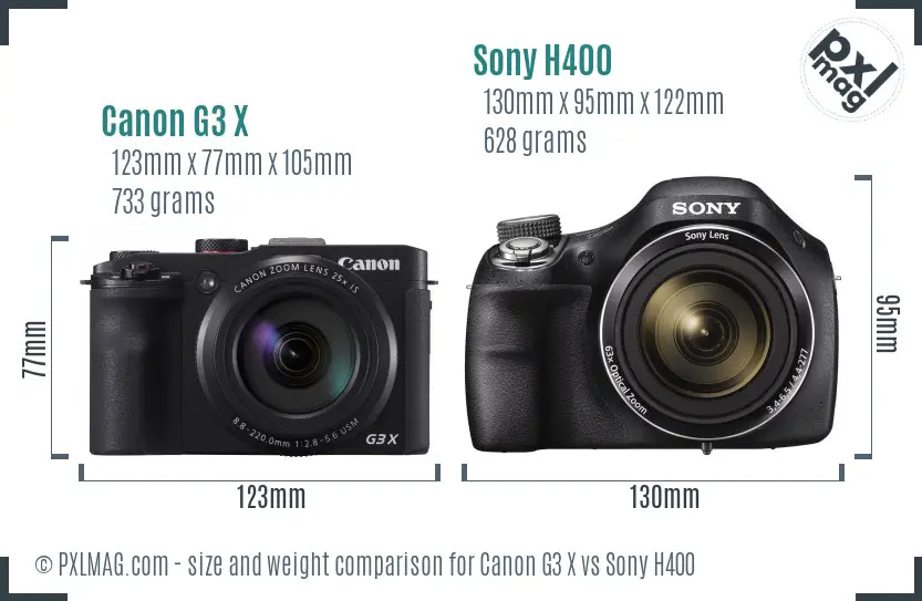 Canon G3 X vs Sony H400 size comparison