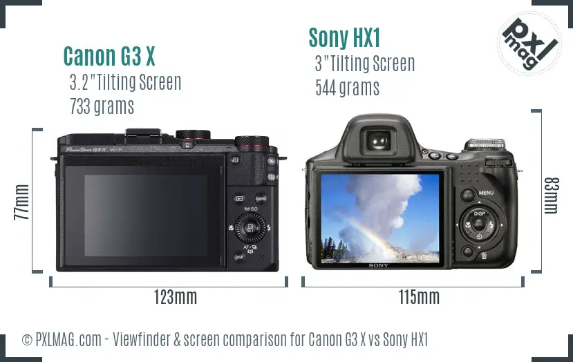 Canon G3 X vs Sony HX1 Screen and Viewfinder comparison