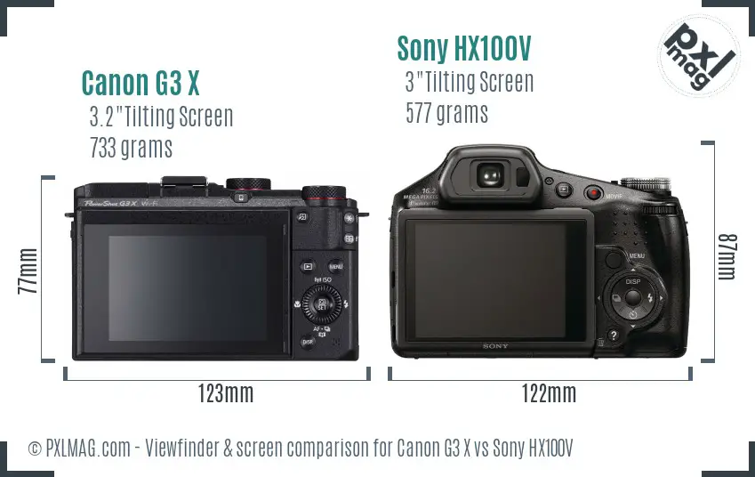 Canon G3 X vs Sony HX100V Screen and Viewfinder comparison