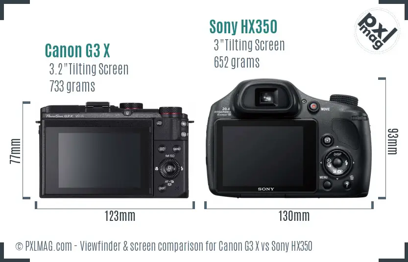 Canon G3 X vs Sony HX350 Screen and Viewfinder comparison