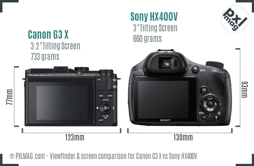 Canon G3 X vs Sony HX400V Screen and Viewfinder comparison