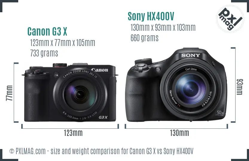 Canon G3 X vs Sony HX400V size comparison