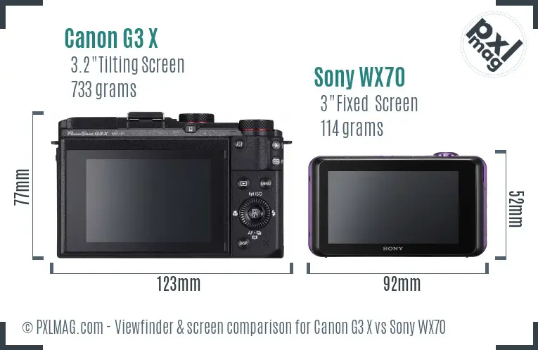 Canon G3 X vs Sony WX70 Screen and Viewfinder comparison