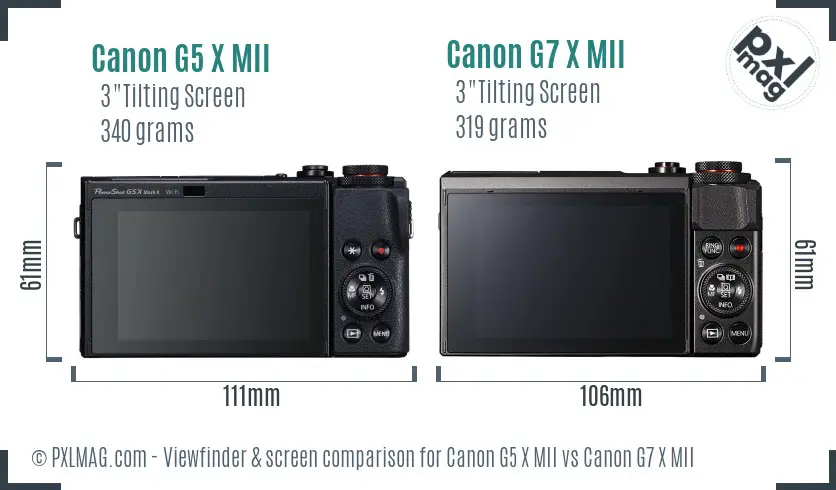 Canon G5 X MII vs Canon G7 X MII Screen and Viewfinder comparison