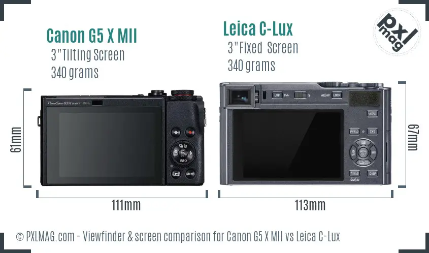 Canon G5 X MII vs Leica C-Lux Screen and Viewfinder comparison