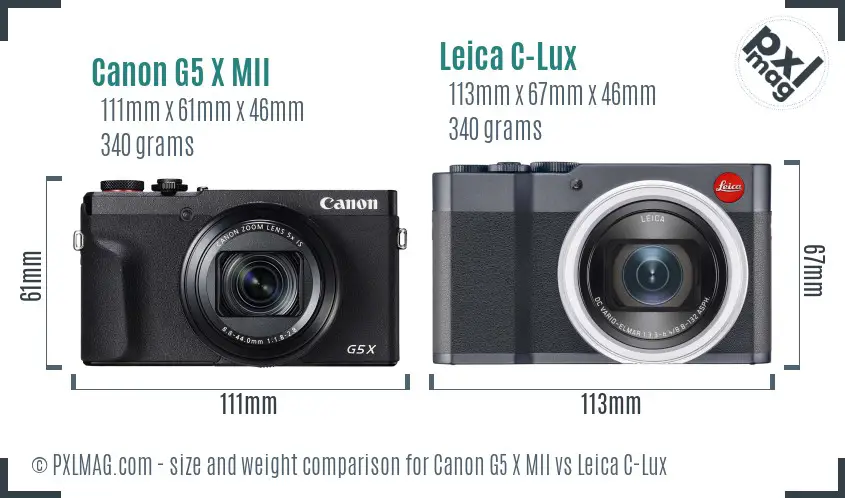 Canon G5 X MII vs Leica C-Lux size comparison
