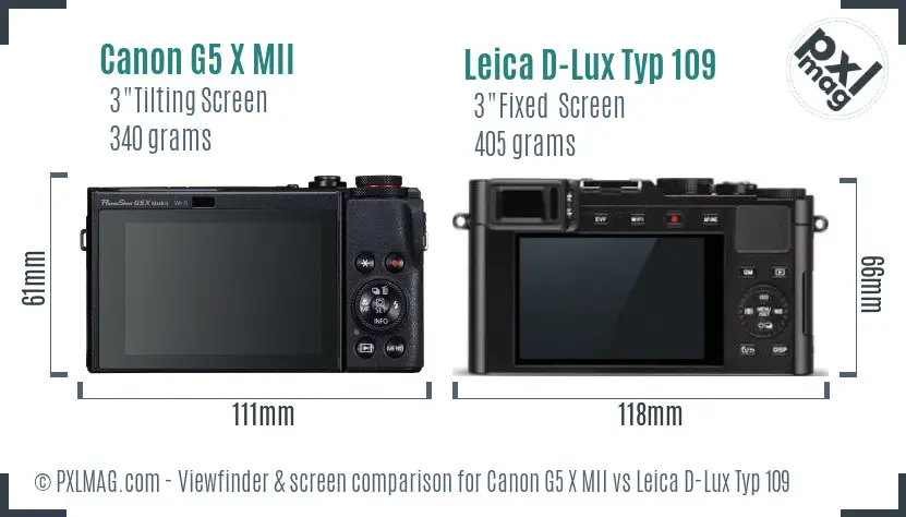 Canon G5 X MII vs Leica D-Lux Typ 109 Screen and Viewfinder comparison