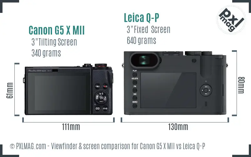 Canon G5 X MII vs Leica Q-P Screen and Viewfinder comparison