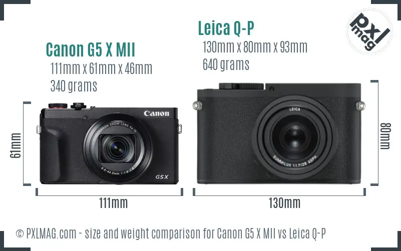 Canon G5 X MII vs Leica Q-P size comparison