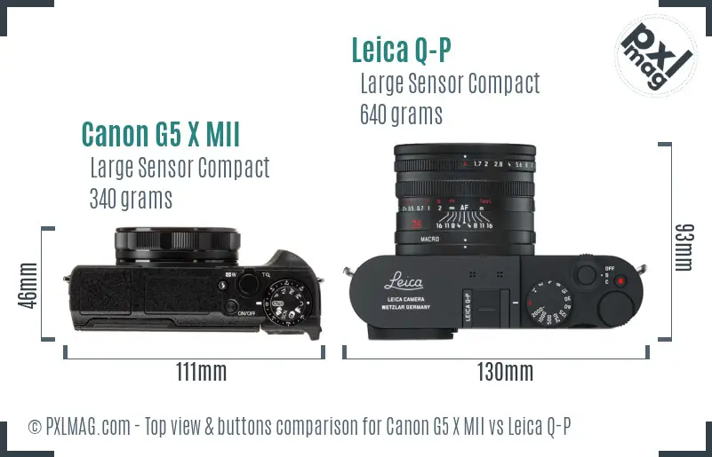 Canon G5 X MII vs Leica Q-P top view buttons comparison