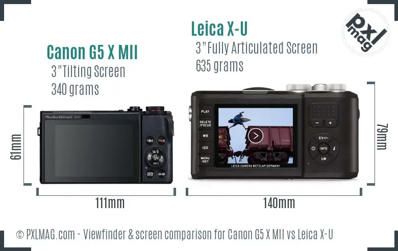Canon G5 X MII vs Leica X-U Screen and Viewfinder comparison