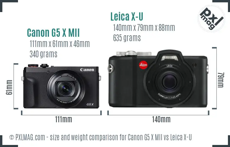Canon G5 X MII vs Leica X-U size comparison