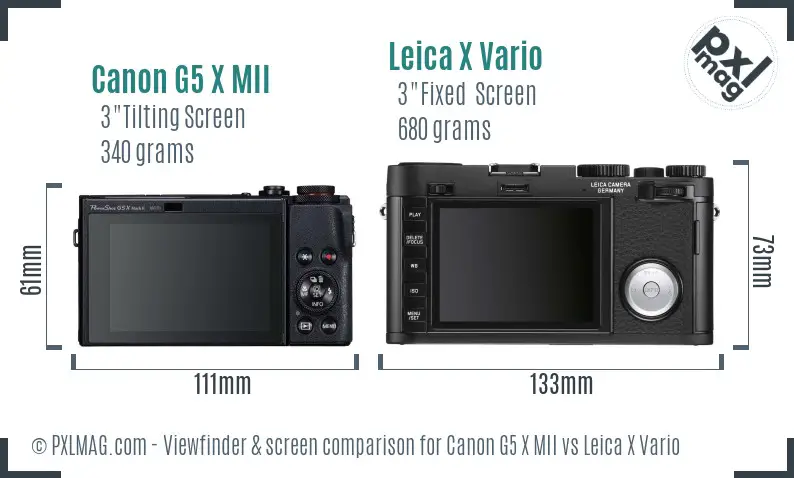 Canon G5 X MII vs Leica X Vario Screen and Viewfinder comparison