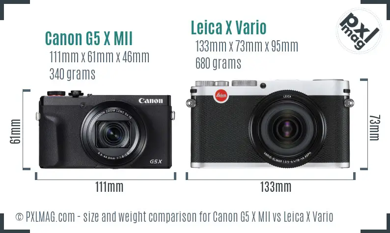 Canon G5 X MII vs Leica X Vario size comparison