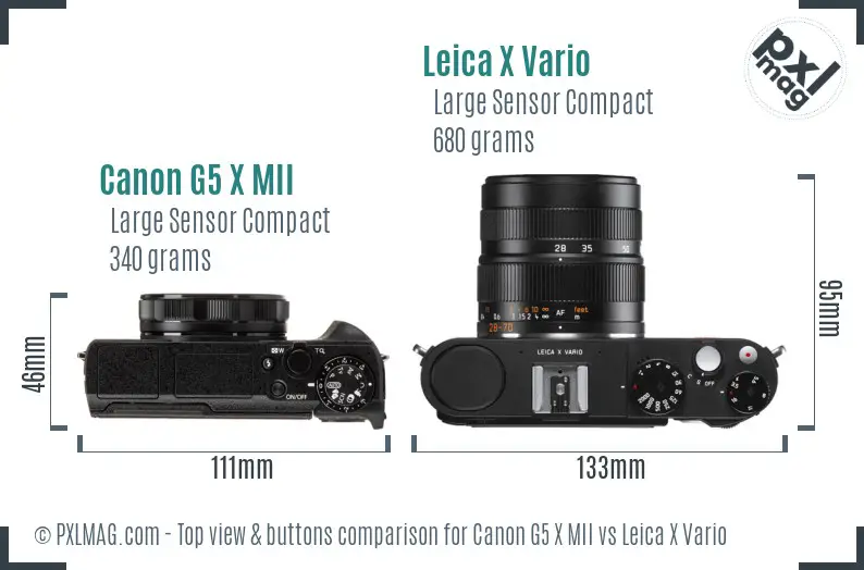 Canon G5 X MII vs Leica X Vario top view buttons comparison
