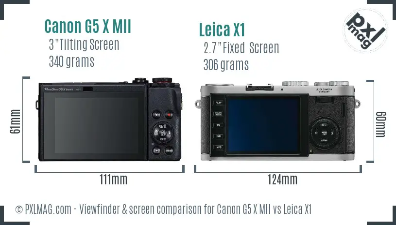 Canon G5 X MII vs Leica X1 Screen and Viewfinder comparison