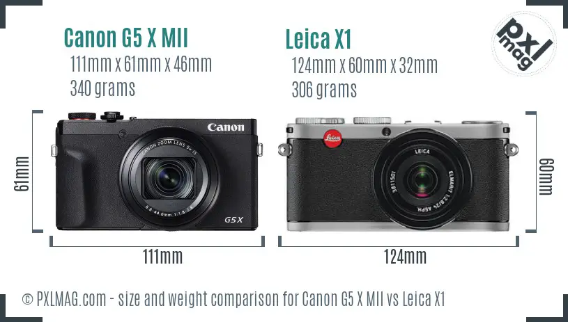 Canon G5 X MII vs Leica X1 size comparison