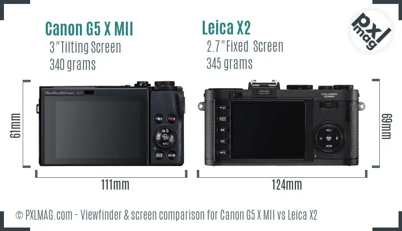 Canon G5 X MII vs Leica X2 Screen and Viewfinder comparison