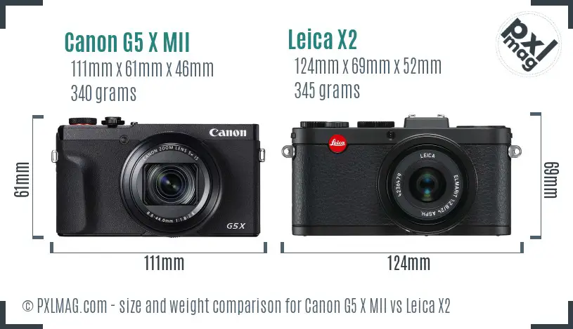 Canon G5 X MII vs Leica X2 size comparison