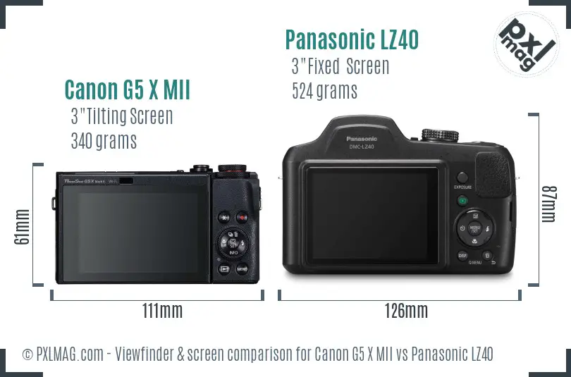 Canon G5 X MII vs Panasonic LZ40 Screen and Viewfinder comparison