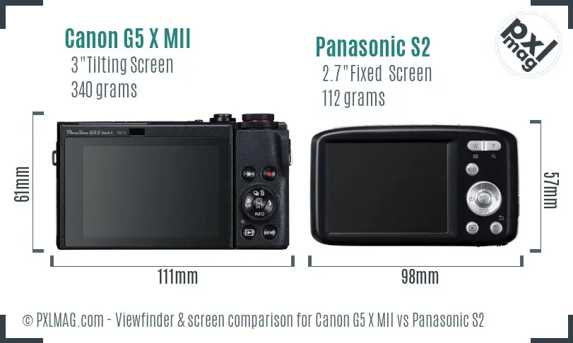 Canon G5 X MII vs Panasonic S2 Screen and Viewfinder comparison