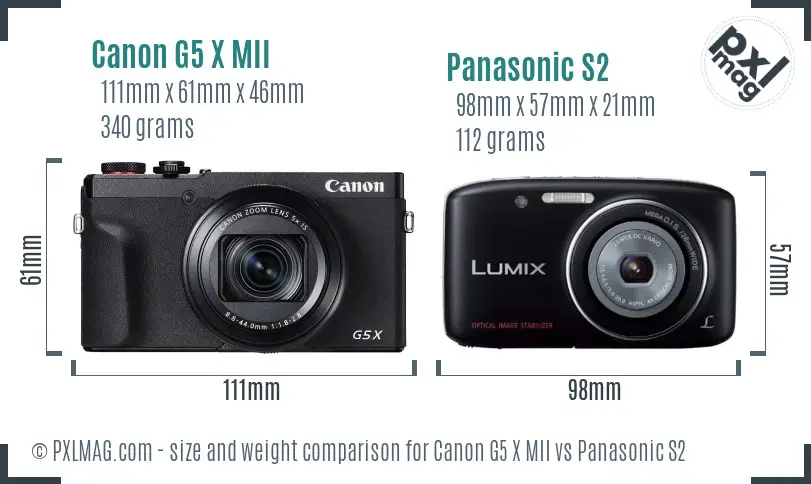 Canon G5 X MII vs Panasonic S2 size comparison