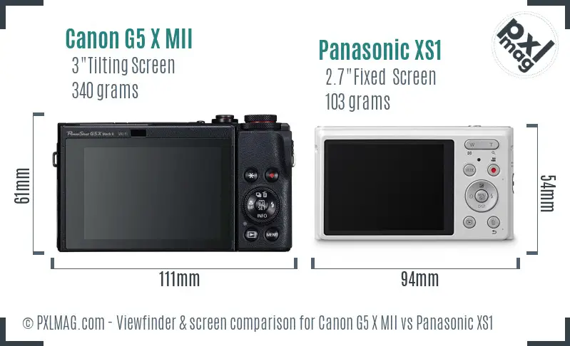Canon G5 X MII vs Panasonic XS1 Screen and Viewfinder comparison