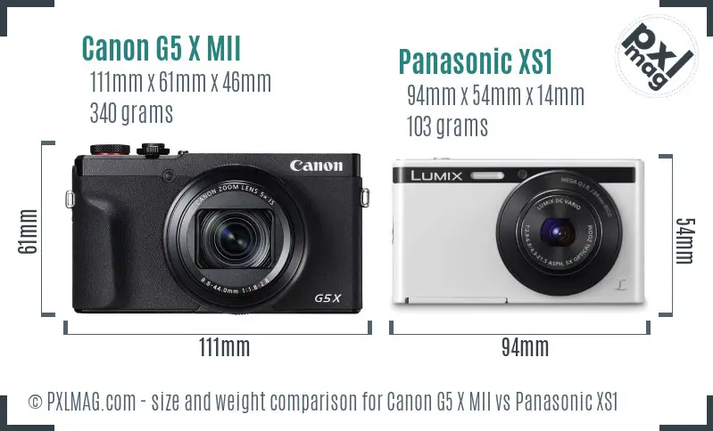 Canon G5 X MII vs Panasonic XS1 size comparison