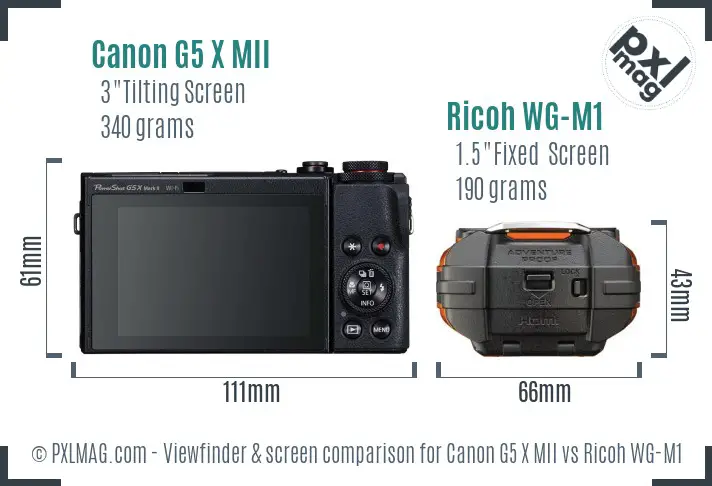 Canon G5 X MII vs Ricoh WG-M1 Screen and Viewfinder comparison
