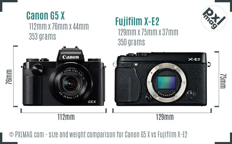 Canon G5 X vs Fujifilm X-E2 size comparison