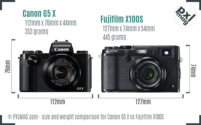 Canon G5 X vs Fujifilm X100S size comparison