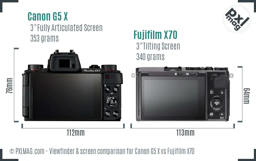 Canon G5 X vs Fujifilm X70 Screen and Viewfinder comparison