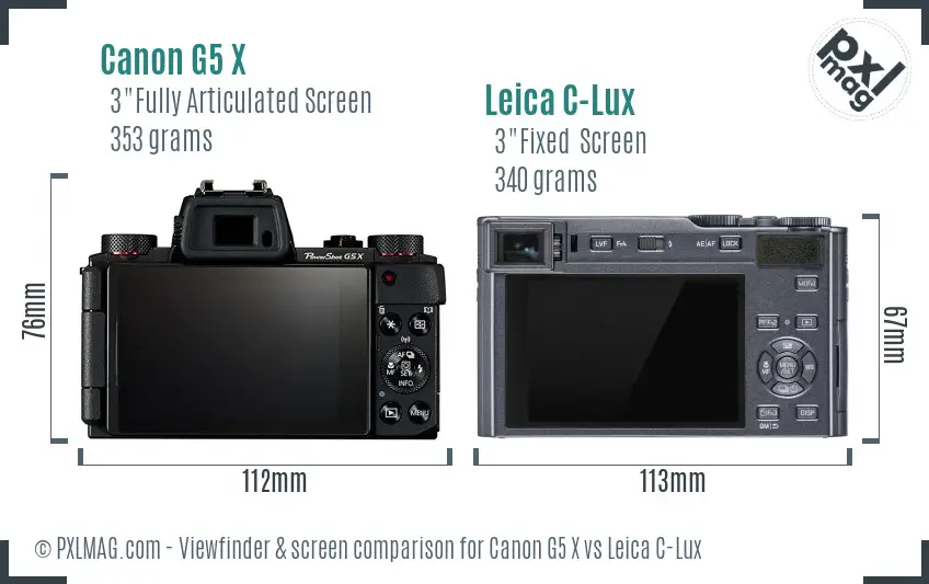 Canon G5 X vs Leica C-Lux Screen and Viewfinder comparison