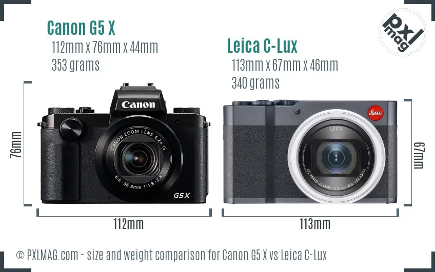 Canon G5 X vs Leica C-Lux size comparison