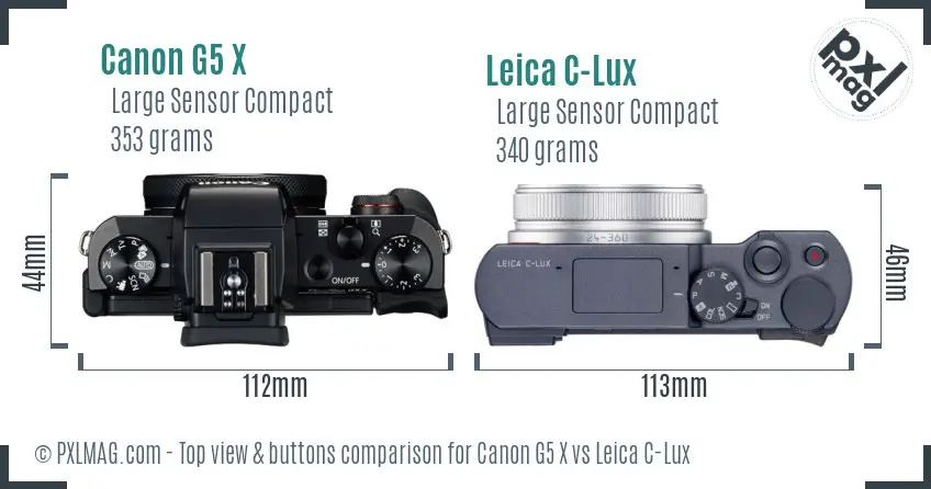 Canon G5 X vs Leica C-Lux top view buttons comparison