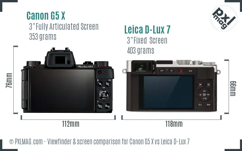 Canon G5 X vs Leica D-Lux 7 Screen and Viewfinder comparison