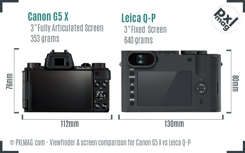 Canon G5 X vs Leica Q-P Screen and Viewfinder comparison