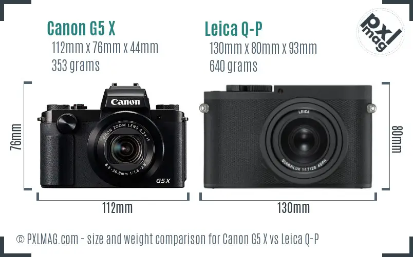 Canon G5 X vs Leica Q-P size comparison