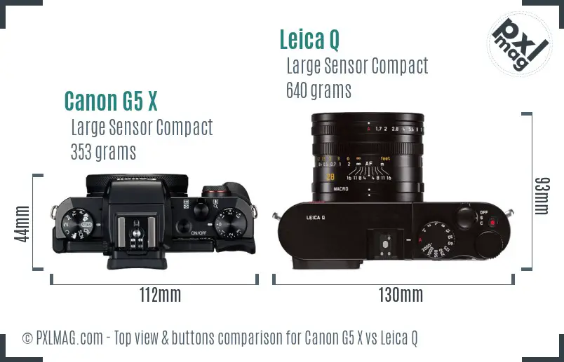 Canon G5 X vs Leica Q top view buttons comparison